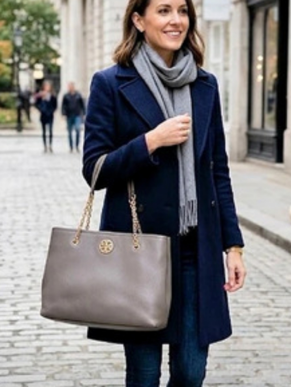 Tory Burch Carson Triple Compartment Tote Silver Maple